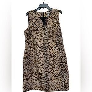 Vintage 90s Robbie Bee 100% Silk Leopard Midi Dress Size 16 Sleeveless Mob Wife
